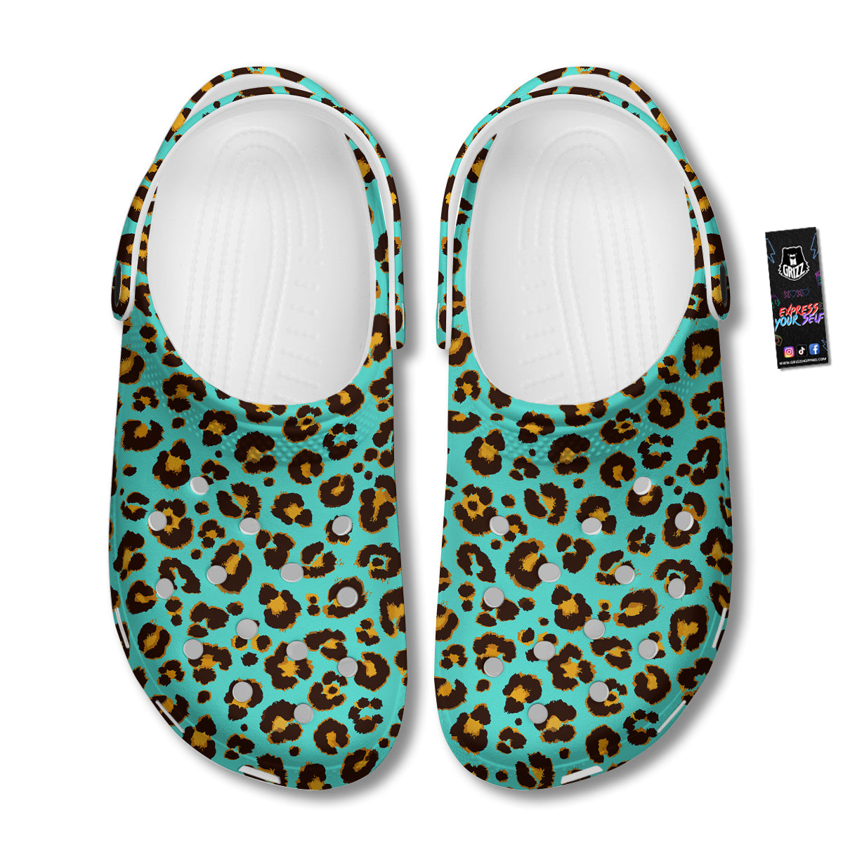 Leopard Turquoise Print Pattern Clog-grizzshop