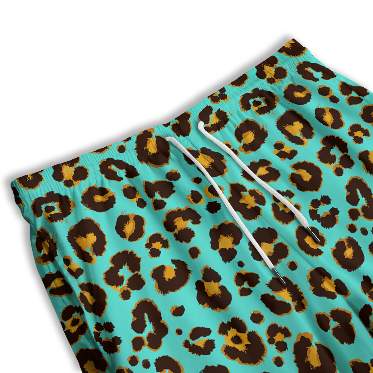 Leopard Turquoise Print Pattern Men's Athletic Shorts
