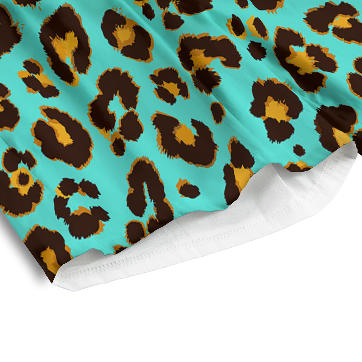 Leopard Turquoise Print Pattern Men's Athletic Shorts