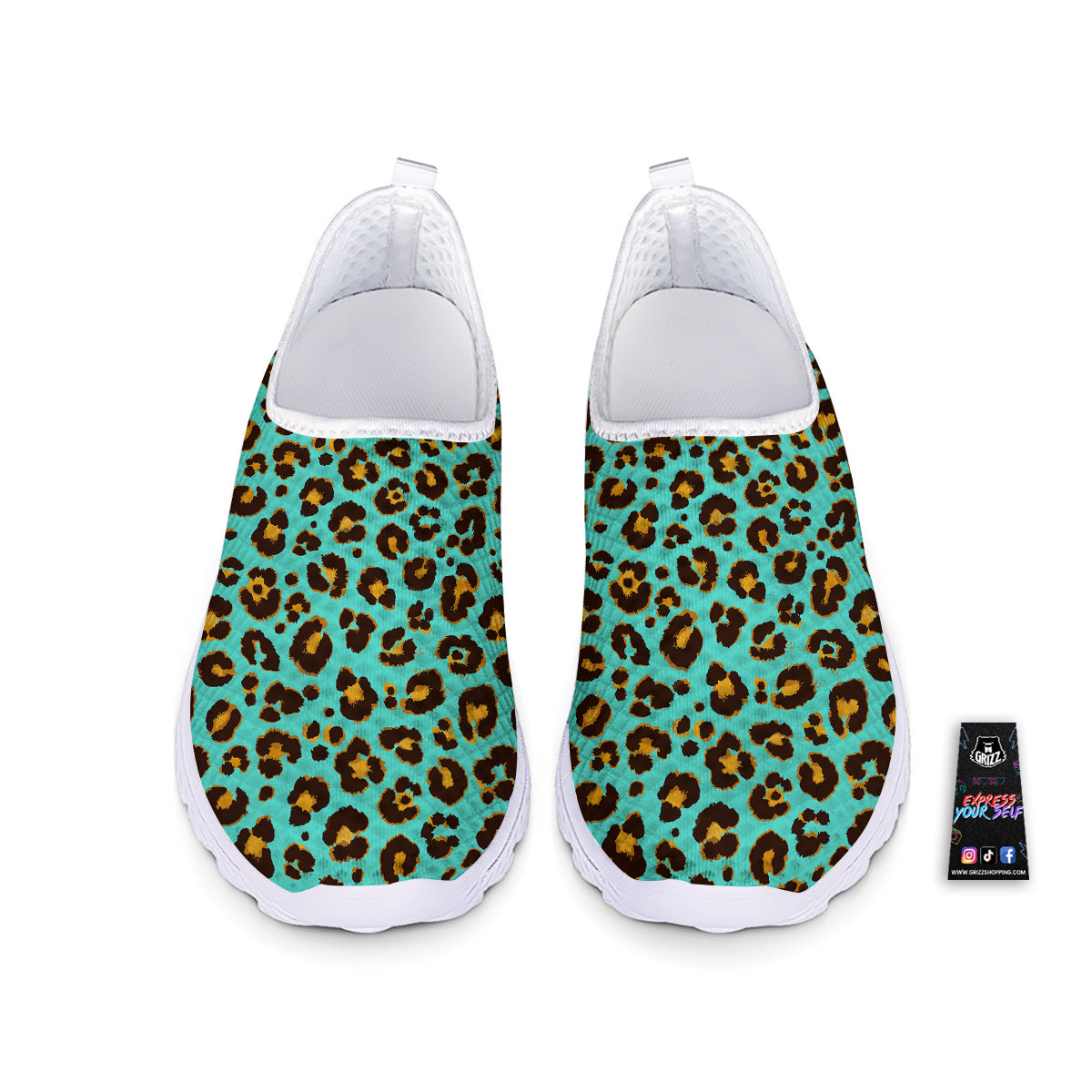 Leopard Turquoise Print Pattern Nurse Shoes-grizzshop