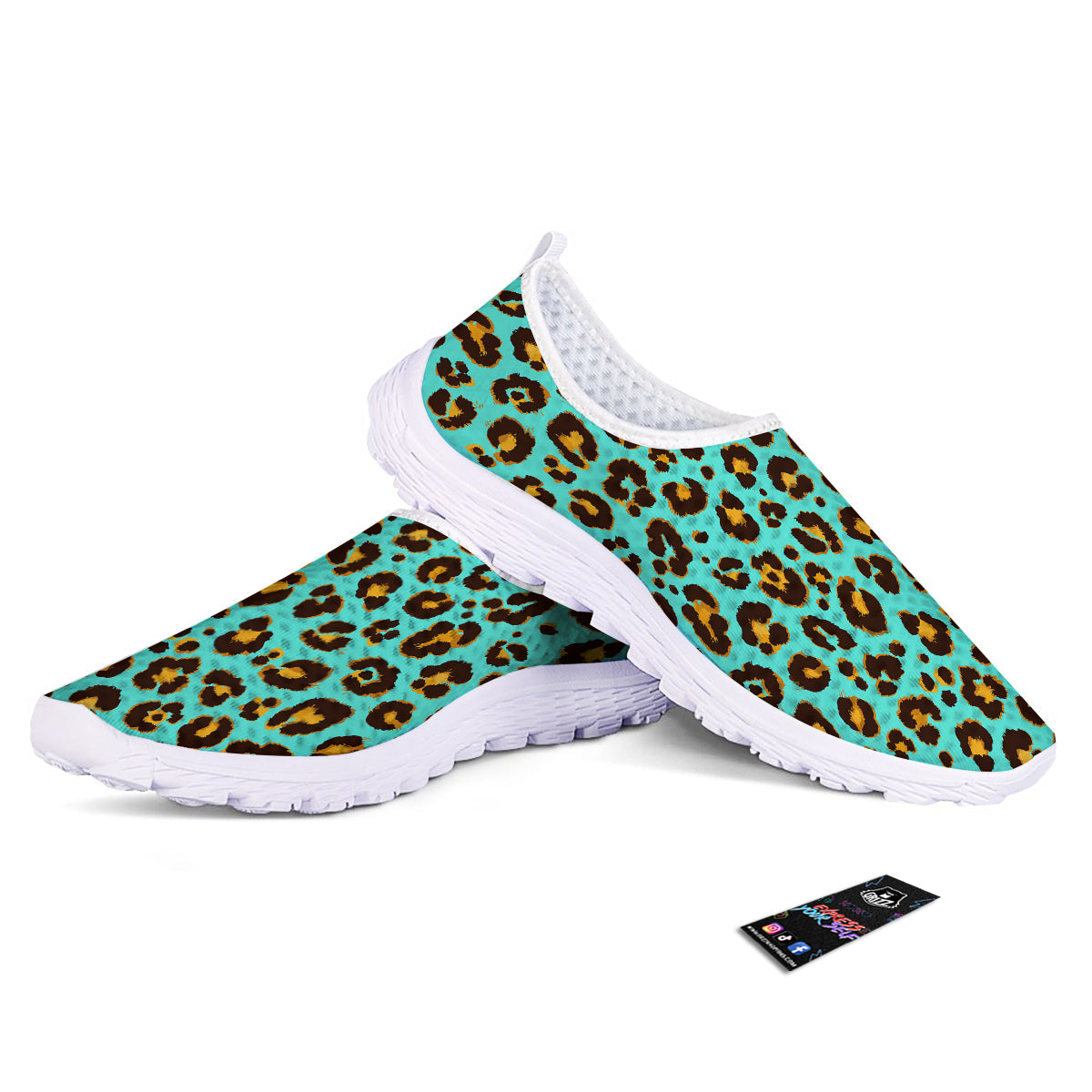 Leopard Turquoise Print Pattern Nurse Shoes-grizzshop