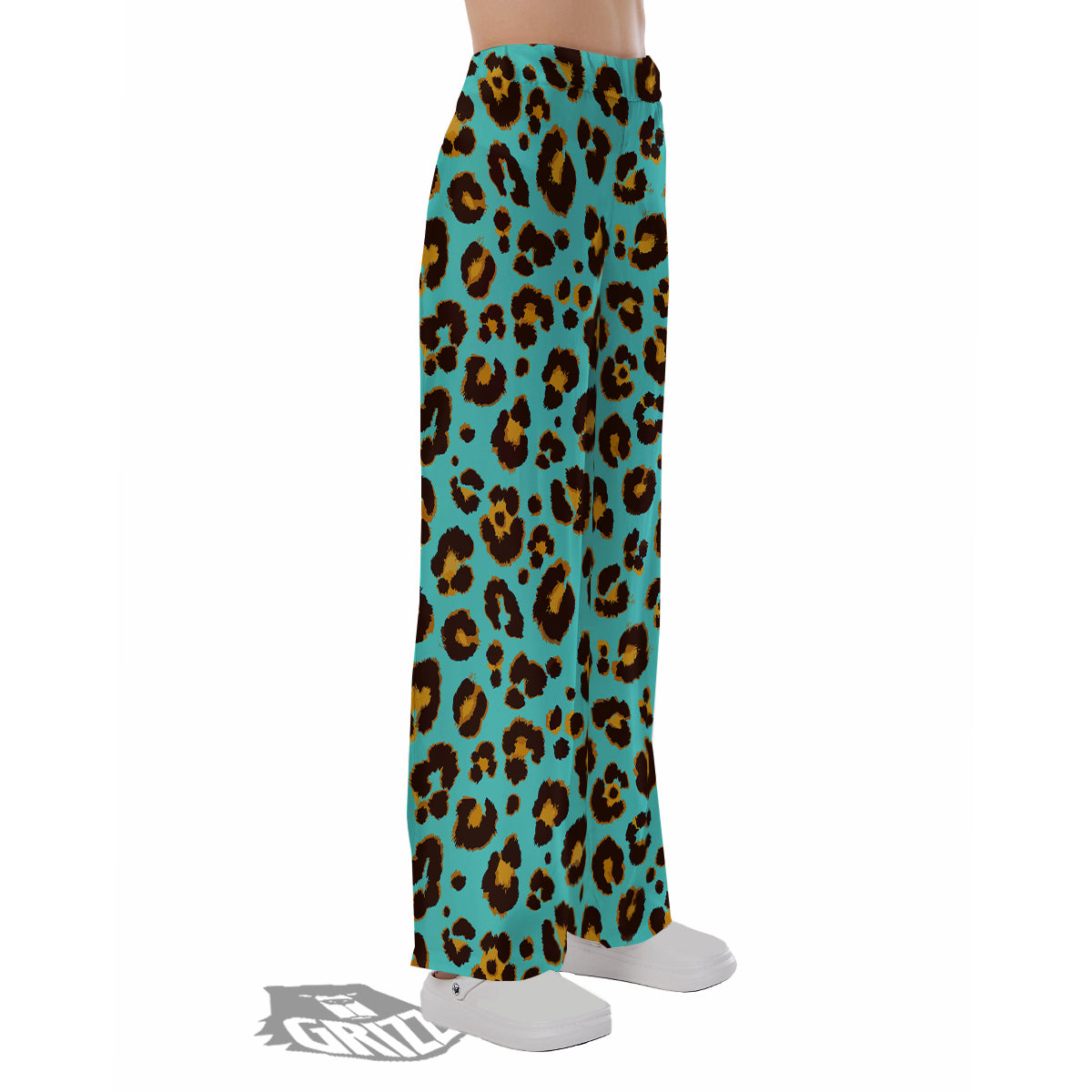 Leopard Turquoise Print Pattern Pajama Pants-grizzshop