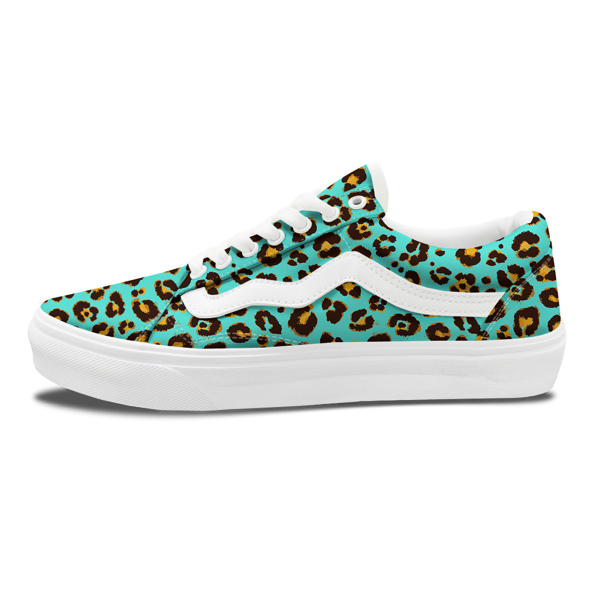 Leopard Turquoise Print Pattern Skate Shoes-grizzshop