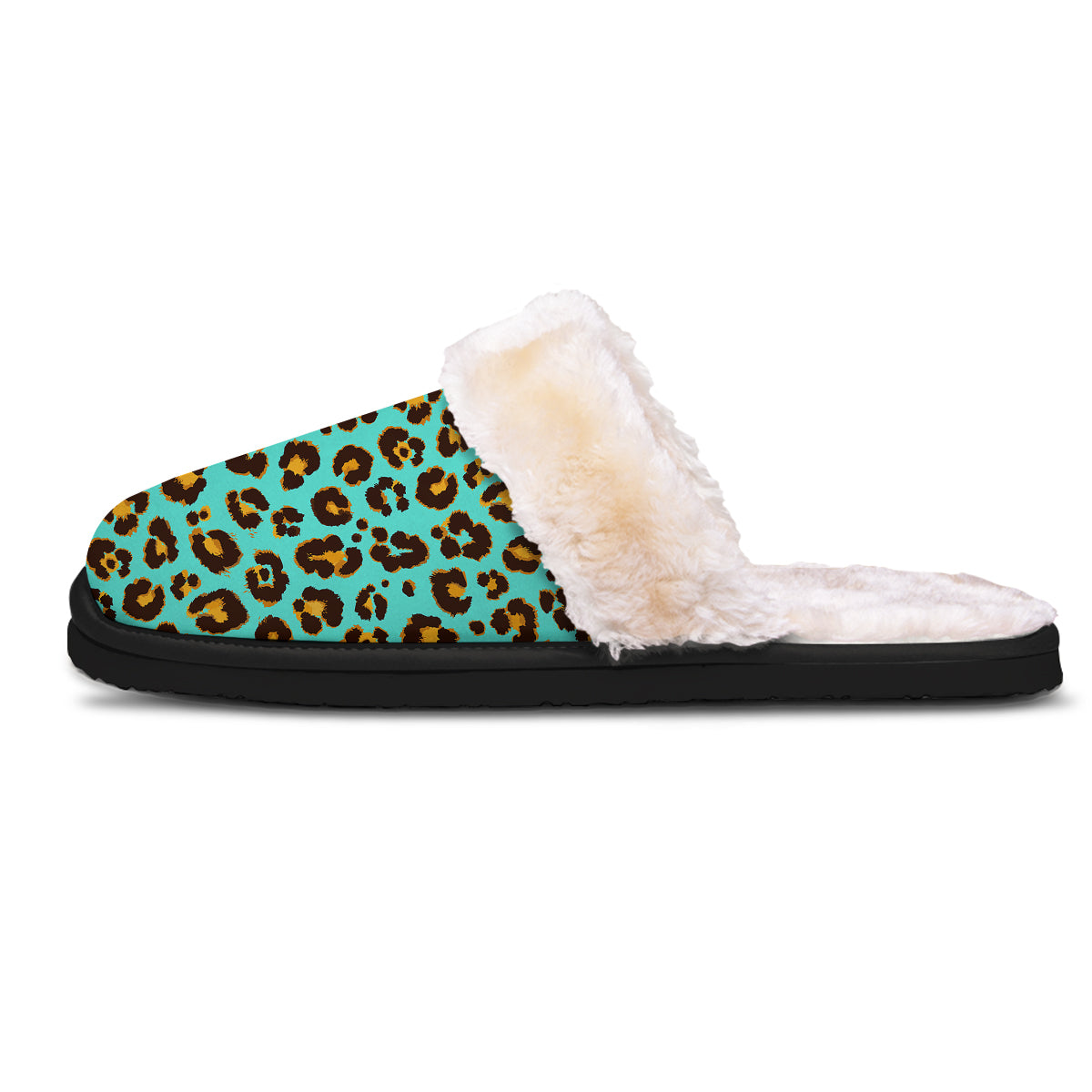 Leopard Turquoise Print Pattern Slippers-grizzshop