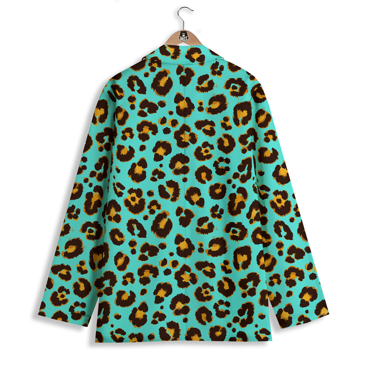 Leopard Turquoise Print Pattern Women's Blazer-grizzshop