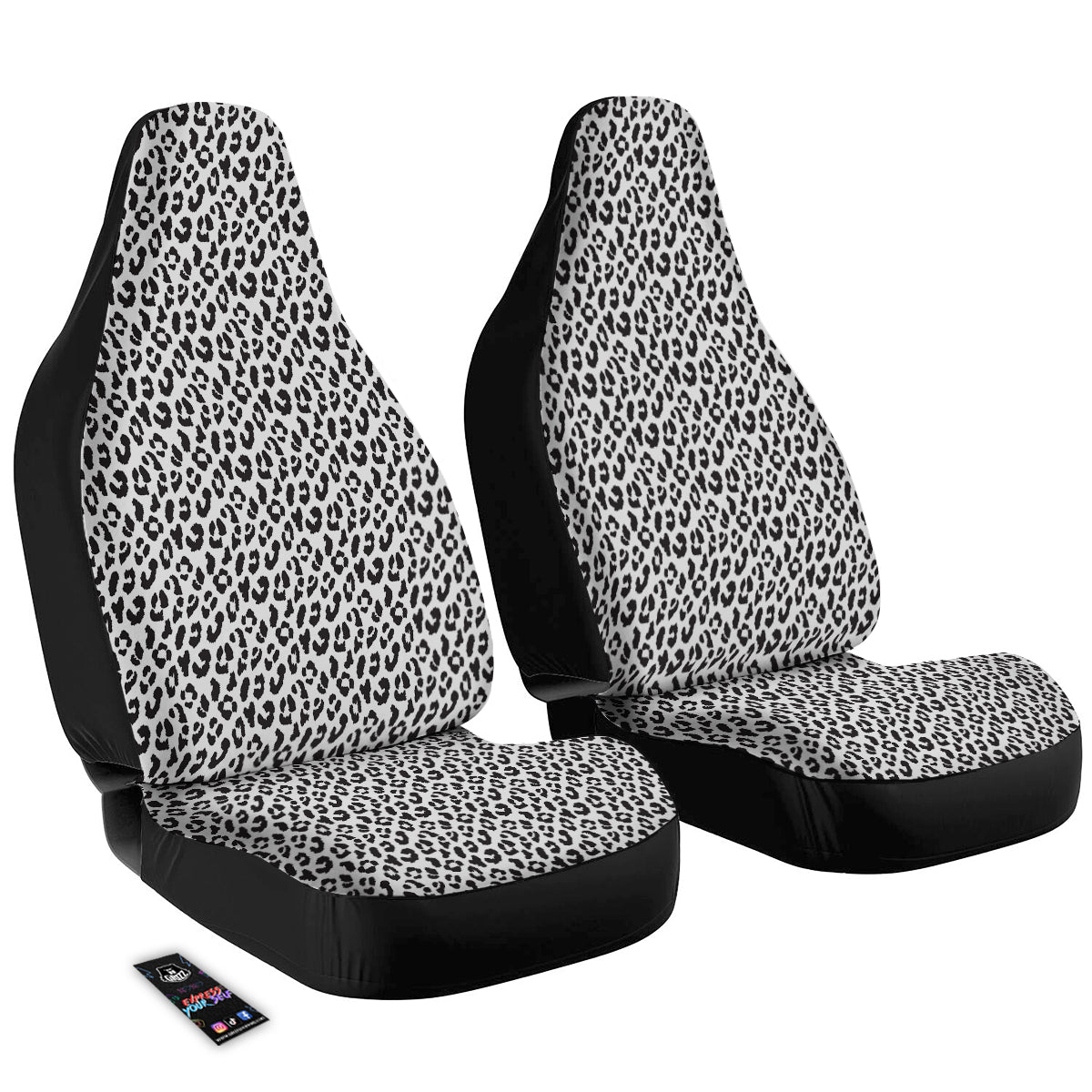 Leopard White Print Pattern Car Seat Covers-grizzshop