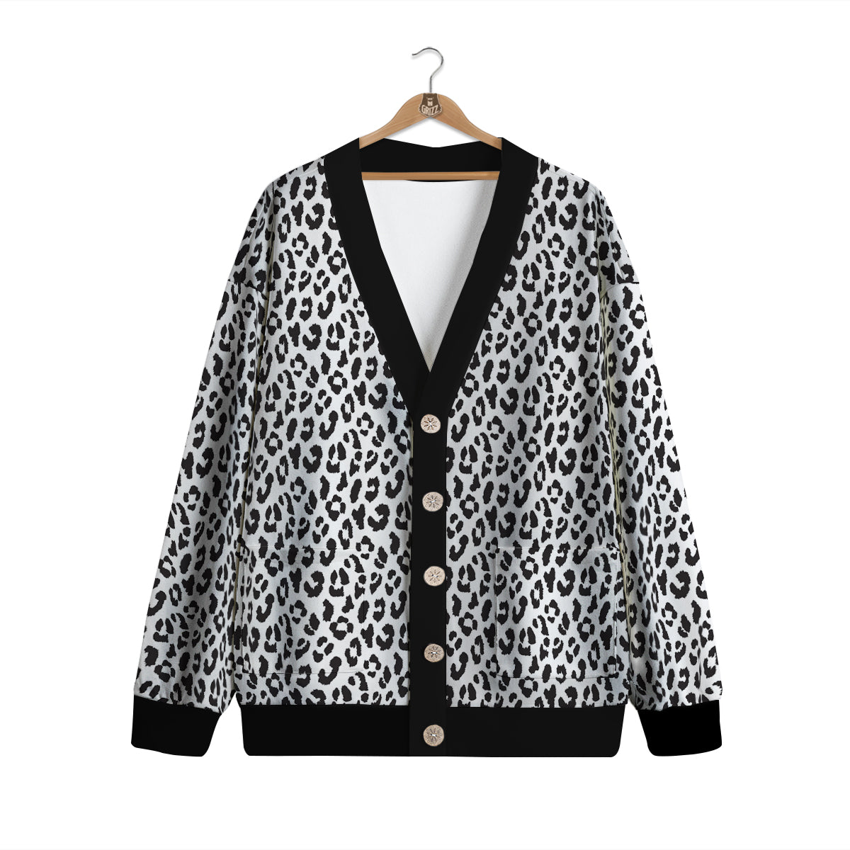 Leopard White Print Pattern Cardigan-grizzshop