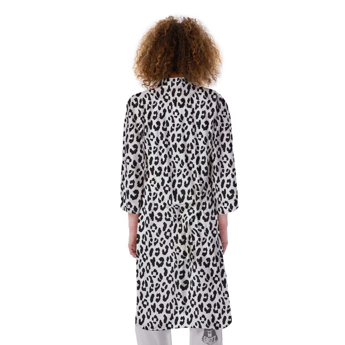 Leopard White Print Pattern Kimono-grizzshop