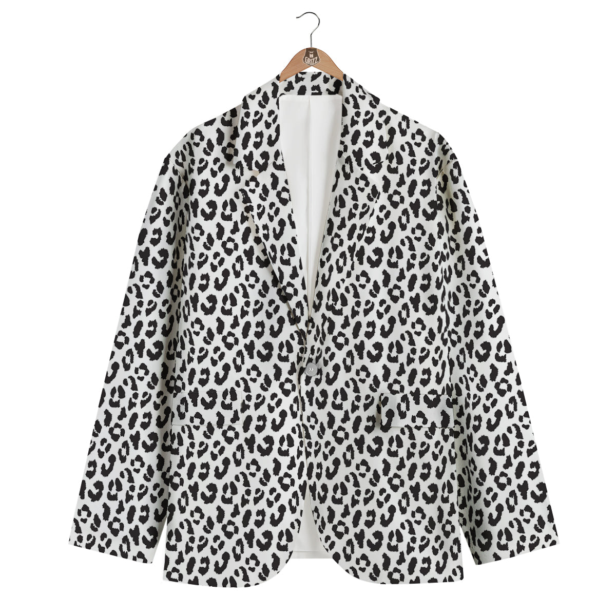 Leopard White Print Pattern Men's Blazer-grizzshop
