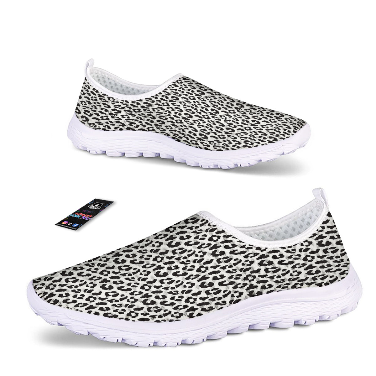 Leopard White Print Pattern Nurse Shoes-grizzshop