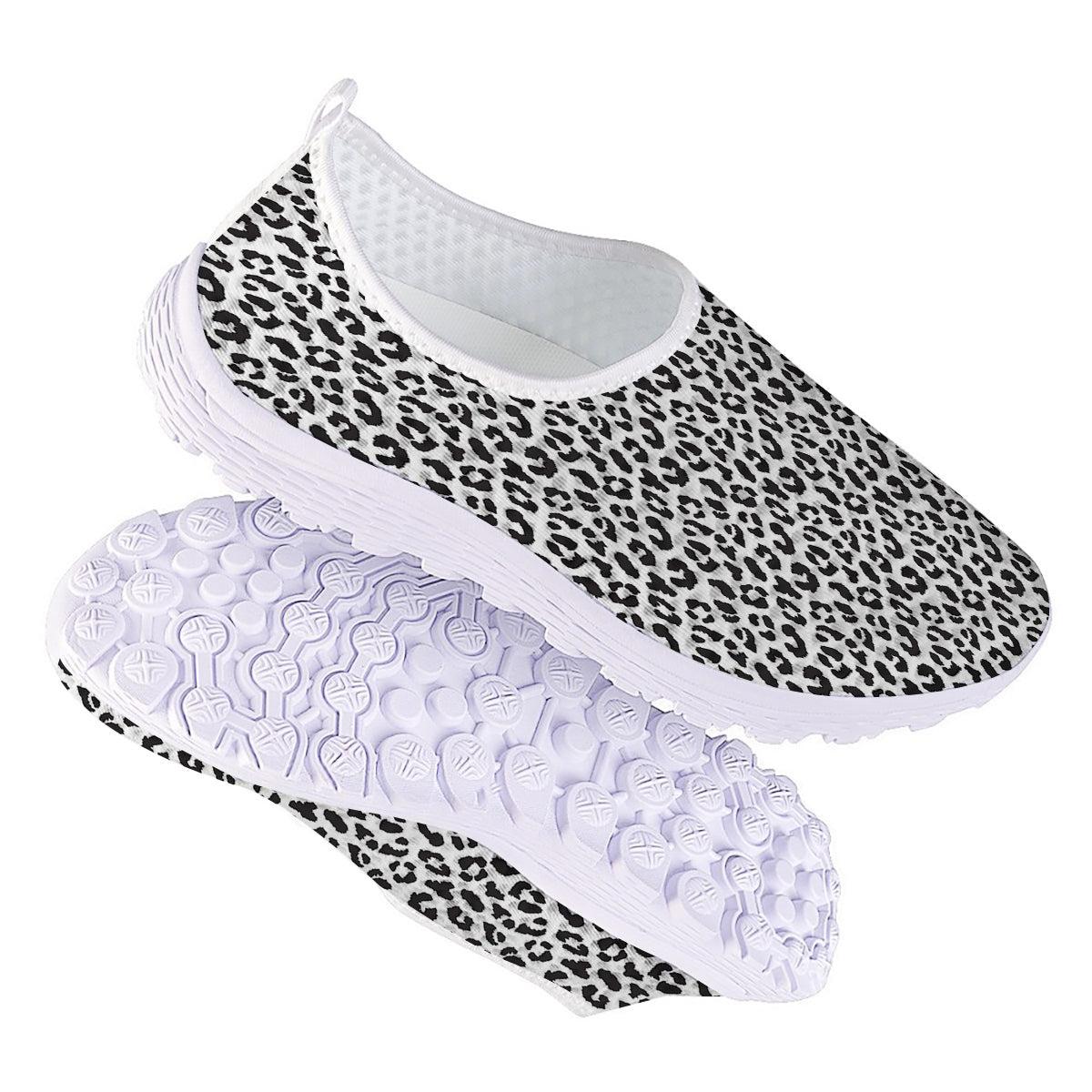 Leopard White Print Pattern Nurse Shoes-grizzshop