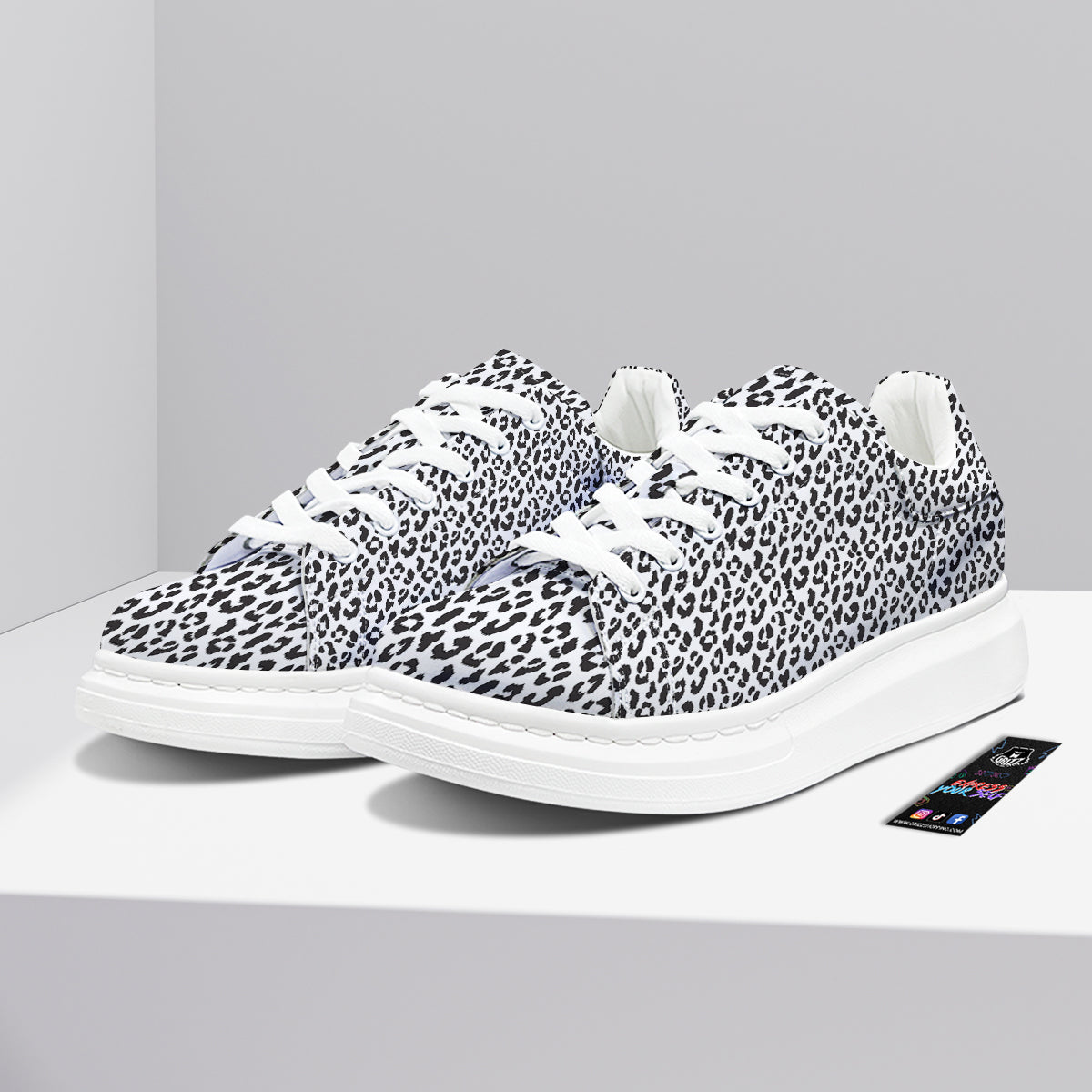 Leopard White Print Pattern Platform Shoes-grizzshop