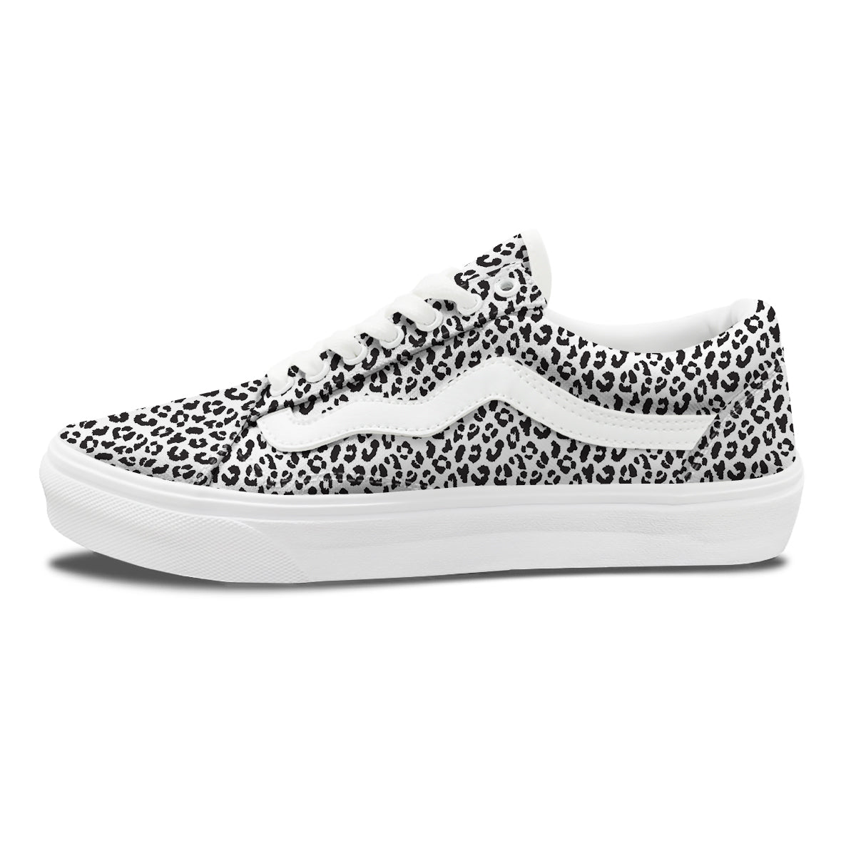 Leopard White Print Pattern Skate Shoes-grizzshop