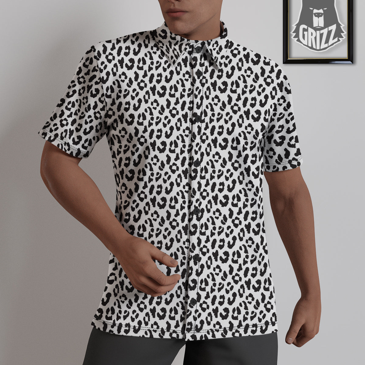 Leopard White Print Pattern Untucked Shirts-grizzshop