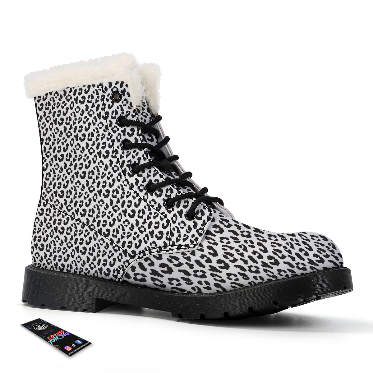 Leopard White Print Pattern Winter Boots-grizzshop