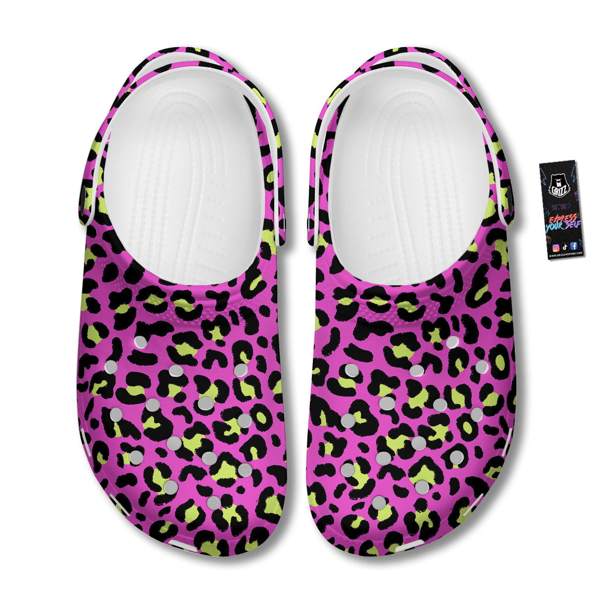 Leopard Yellow And Pink Print Clog-grizzshop