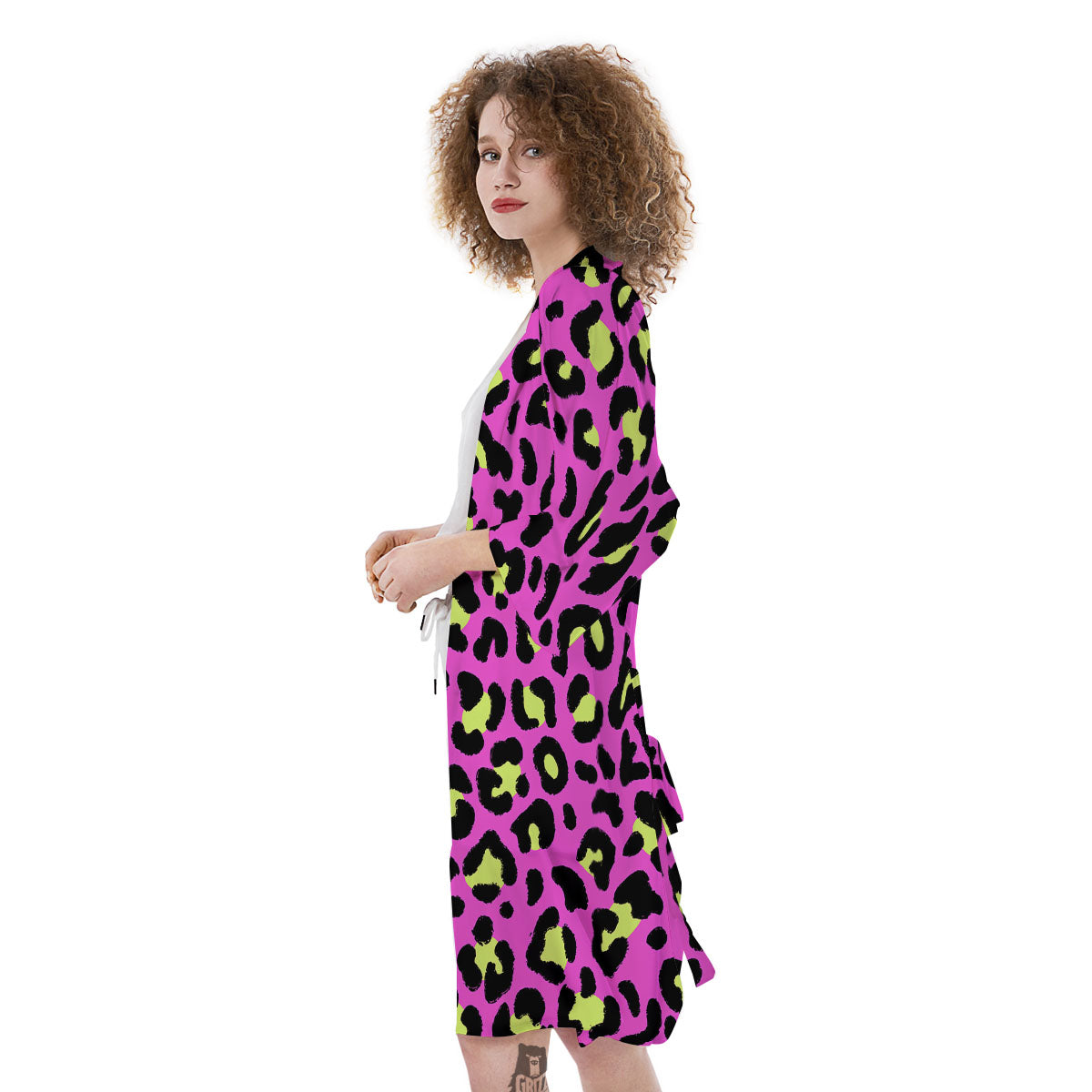 Leopard Yellow And Pink Print Kimono-grizzshop