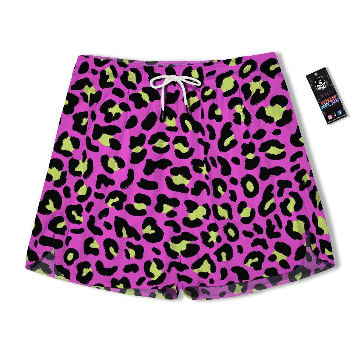 Leopard Yellow And Pink Print Men's Running Shorts-grizzshop