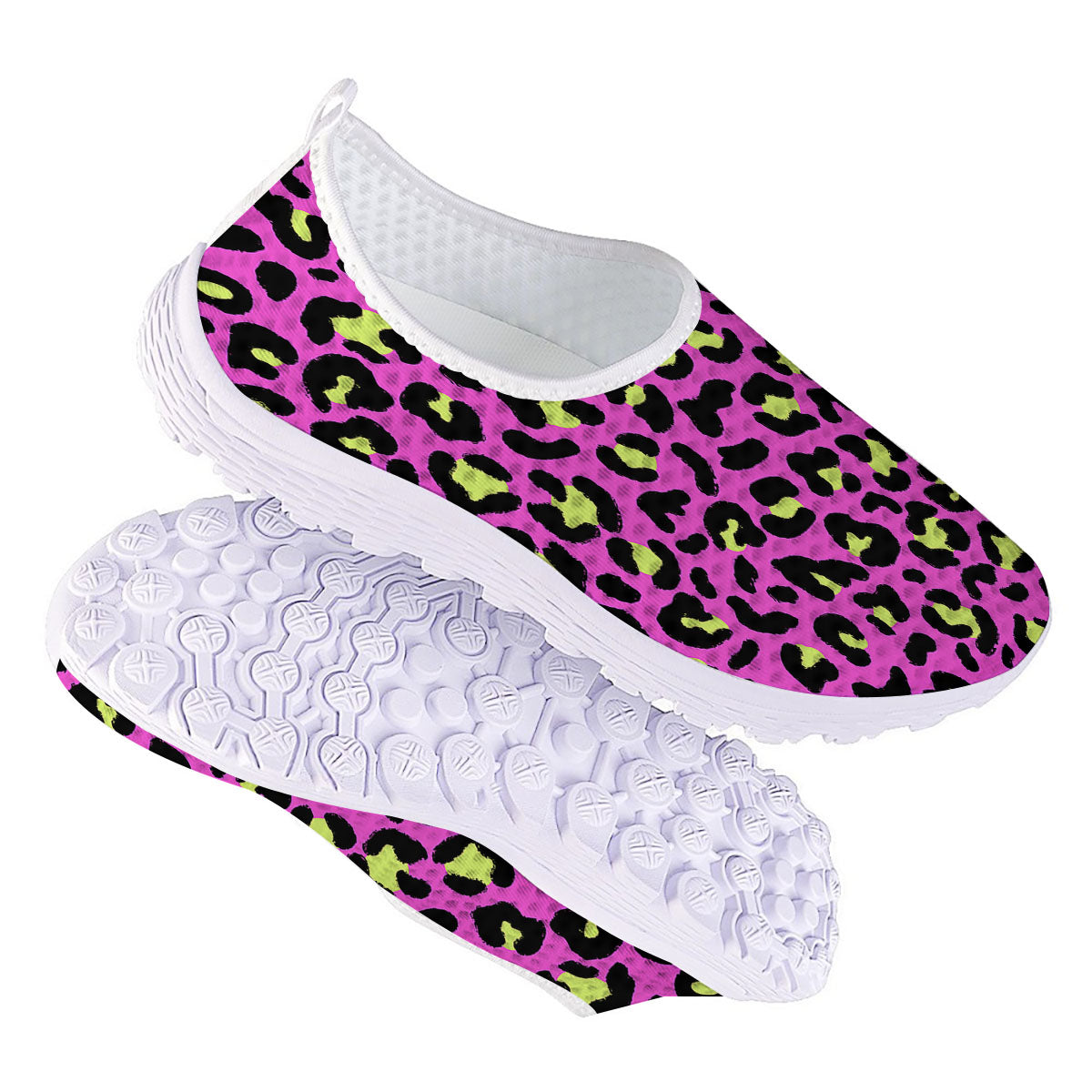 Leopard Yellow And Pink Print Nurse Shoes-grizzshop