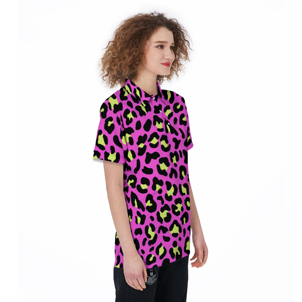 Leopard Yellow And Pink Print Women's Golf Shirts-grizzshop