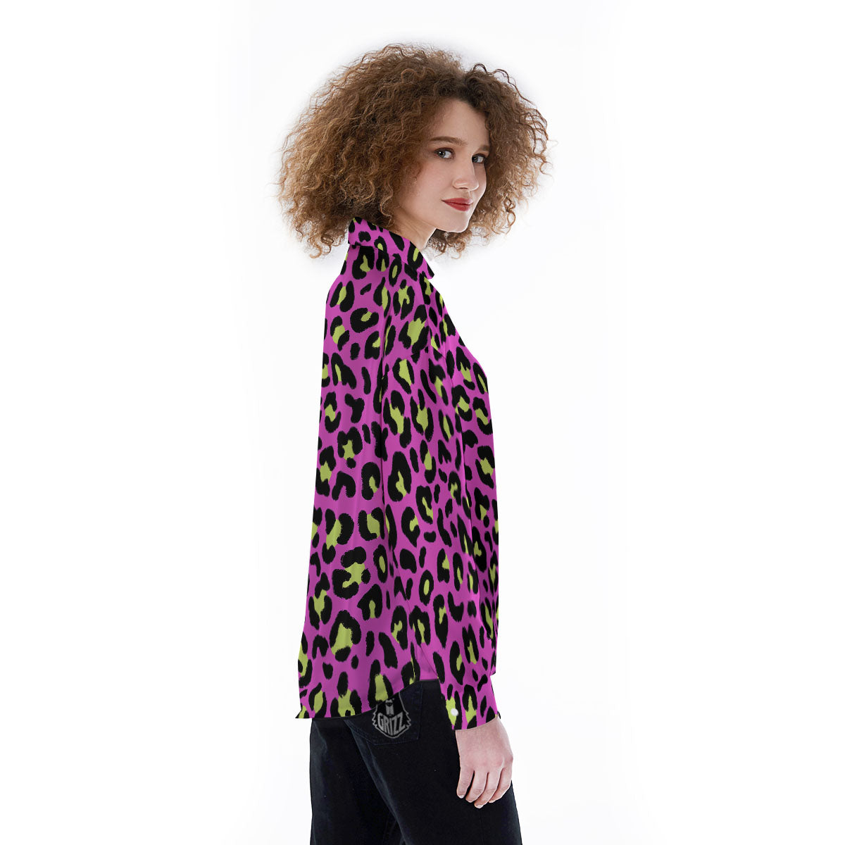 Leopard Yellow And Pink Print Women's Long Sleeve Shirts-grizzshop