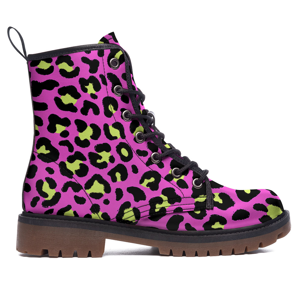 Leopard Yellow And Pink Print Work Boots-grizzshop