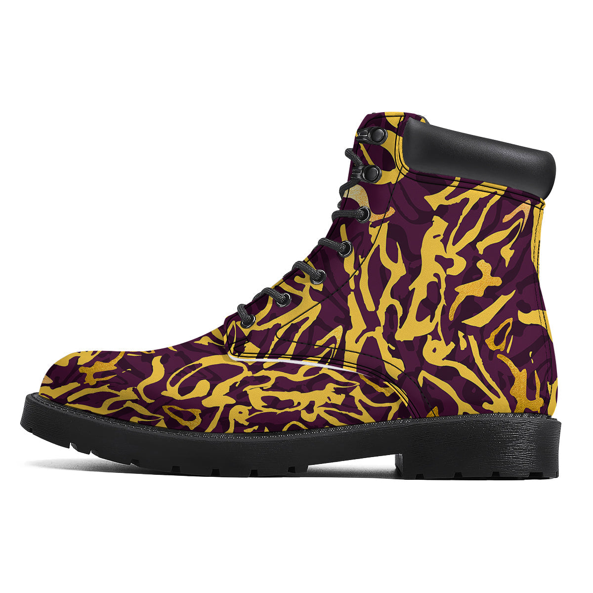 Leopard Yellow And Purple Print Pattern Boots-grizzshop