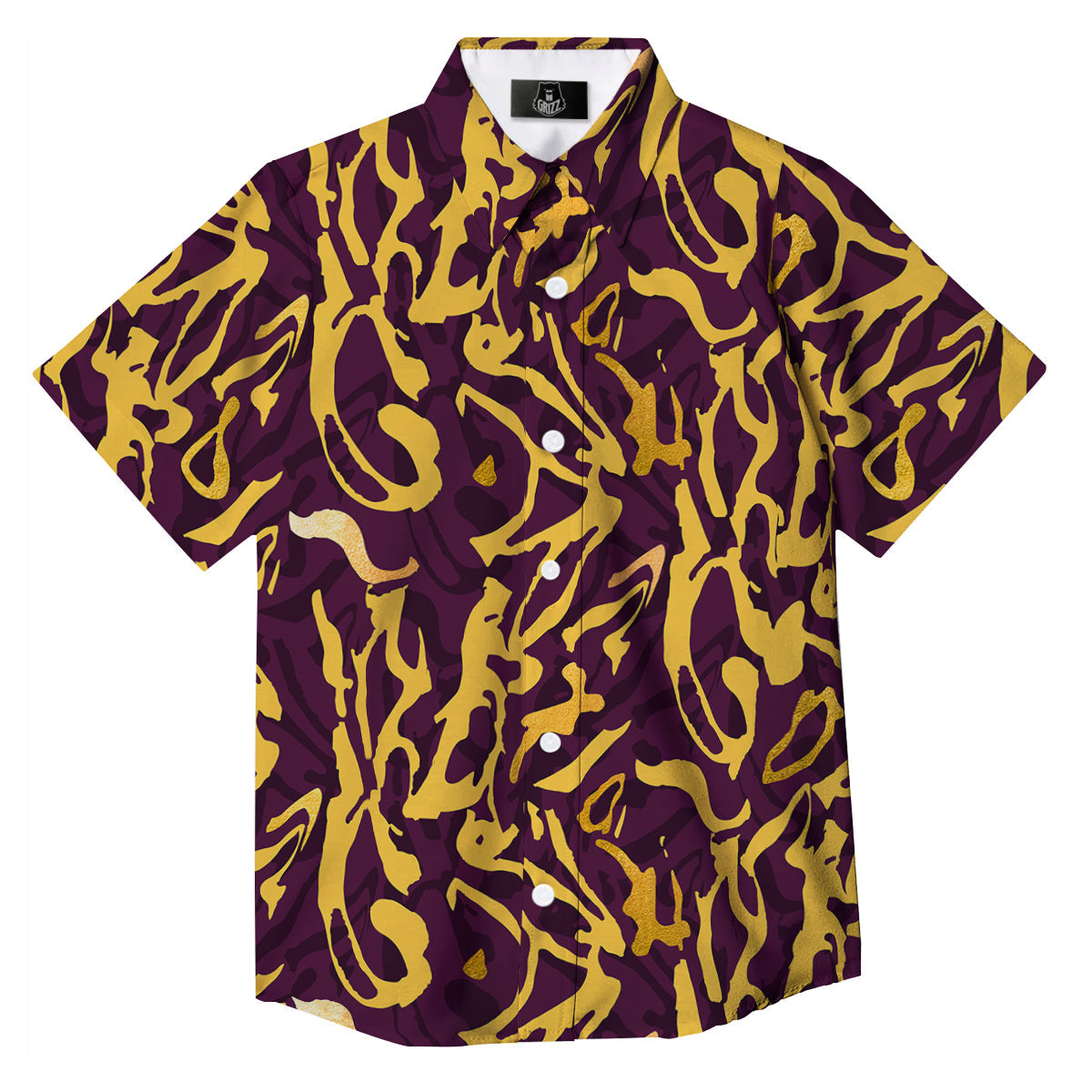 Leopard Yellow And Purple Print Pattern Button Up Shirt-grizzshop