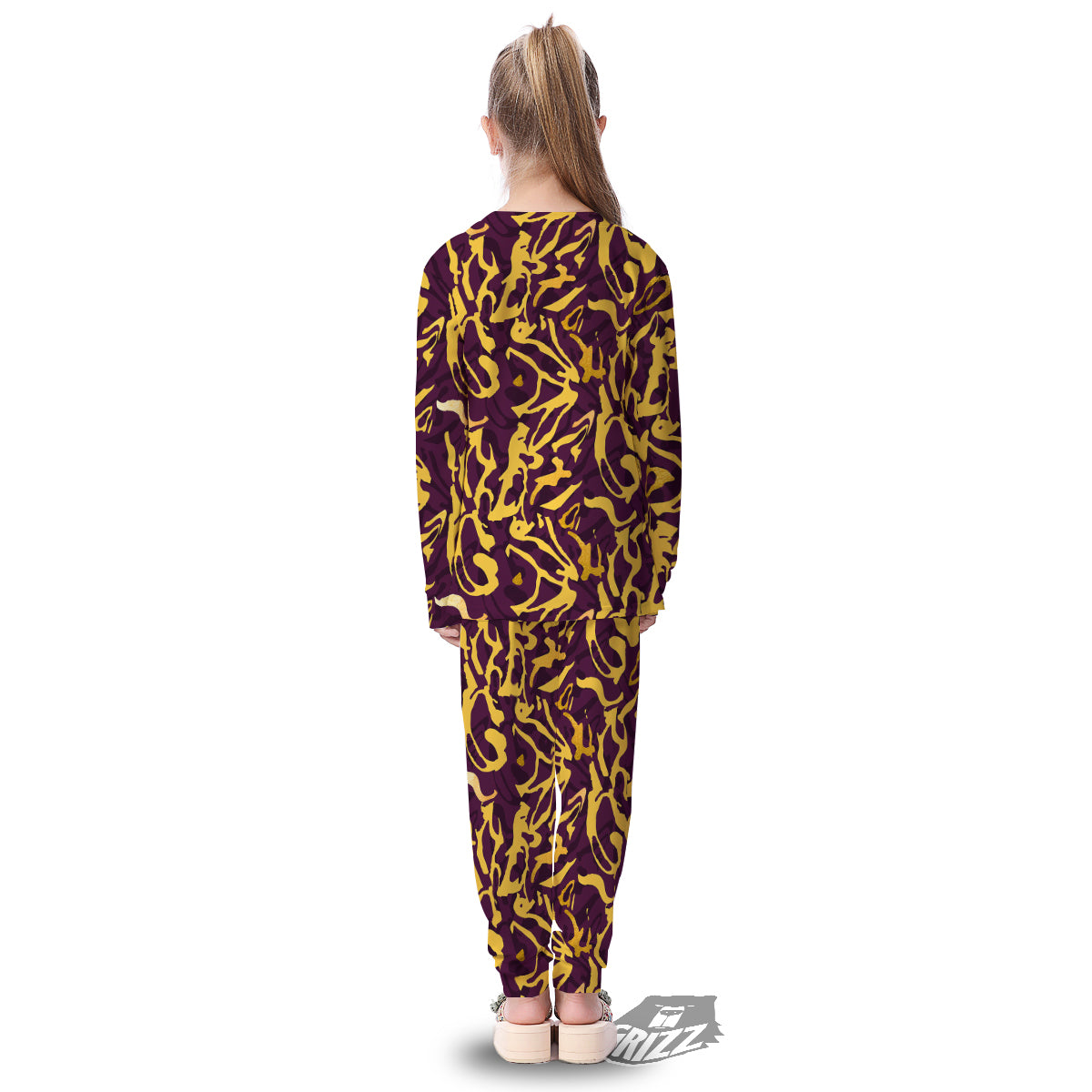 Leopard Yellow And Purple Print Pattern Kid's Pajamas-grizzshop