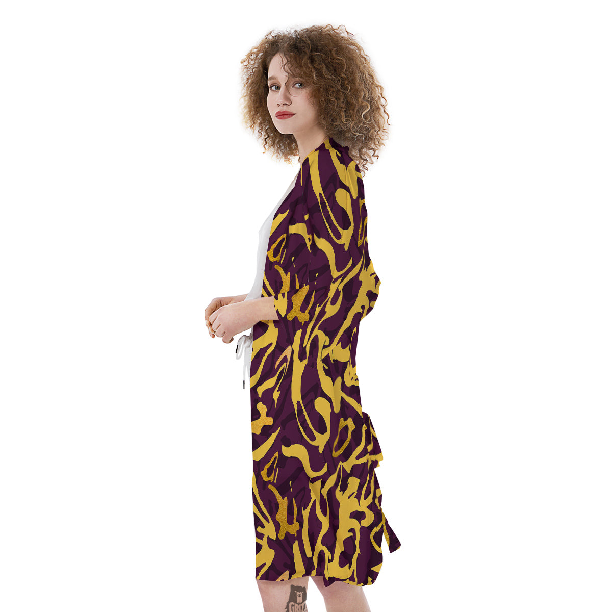 Leopard Yellow And Purple Print Pattern Kimono-grizzshop