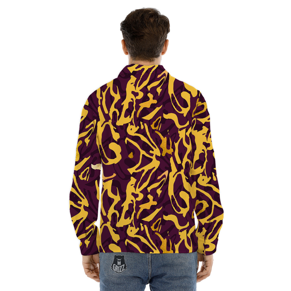 Leopard Yellow And Purple Print Pattern Men's Dress Shirts-grizzshop