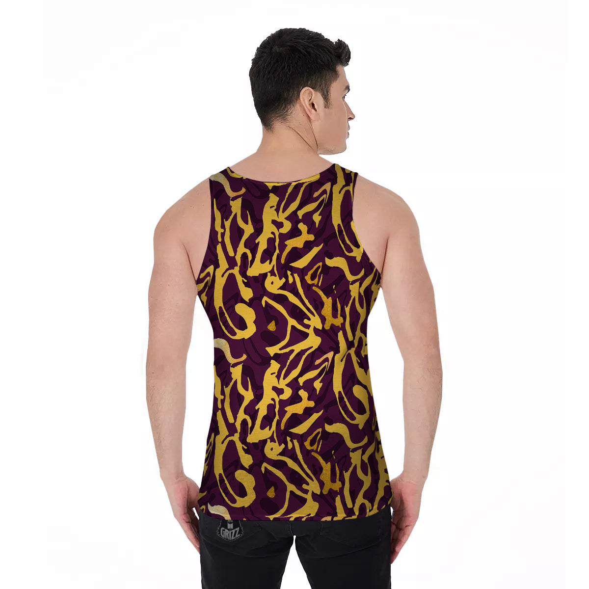 Leopard Yellow And Purple Print Pattern Men's Tank Top-grizzshop