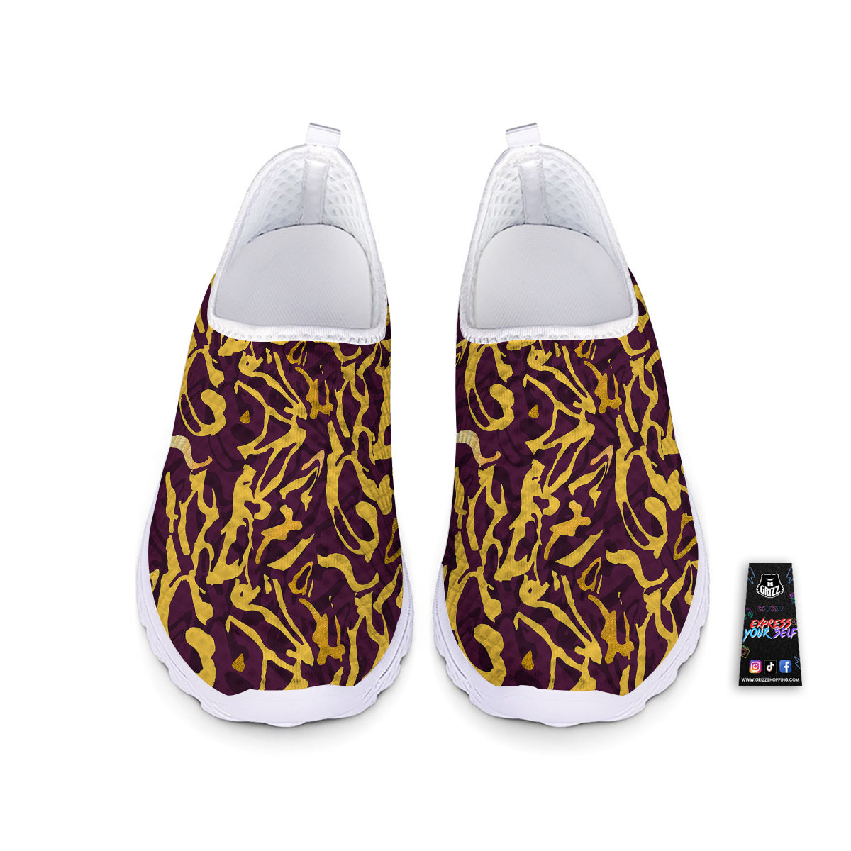 Leopard Yellow And Purple Print Pattern Nurse Shoes-grizzshop