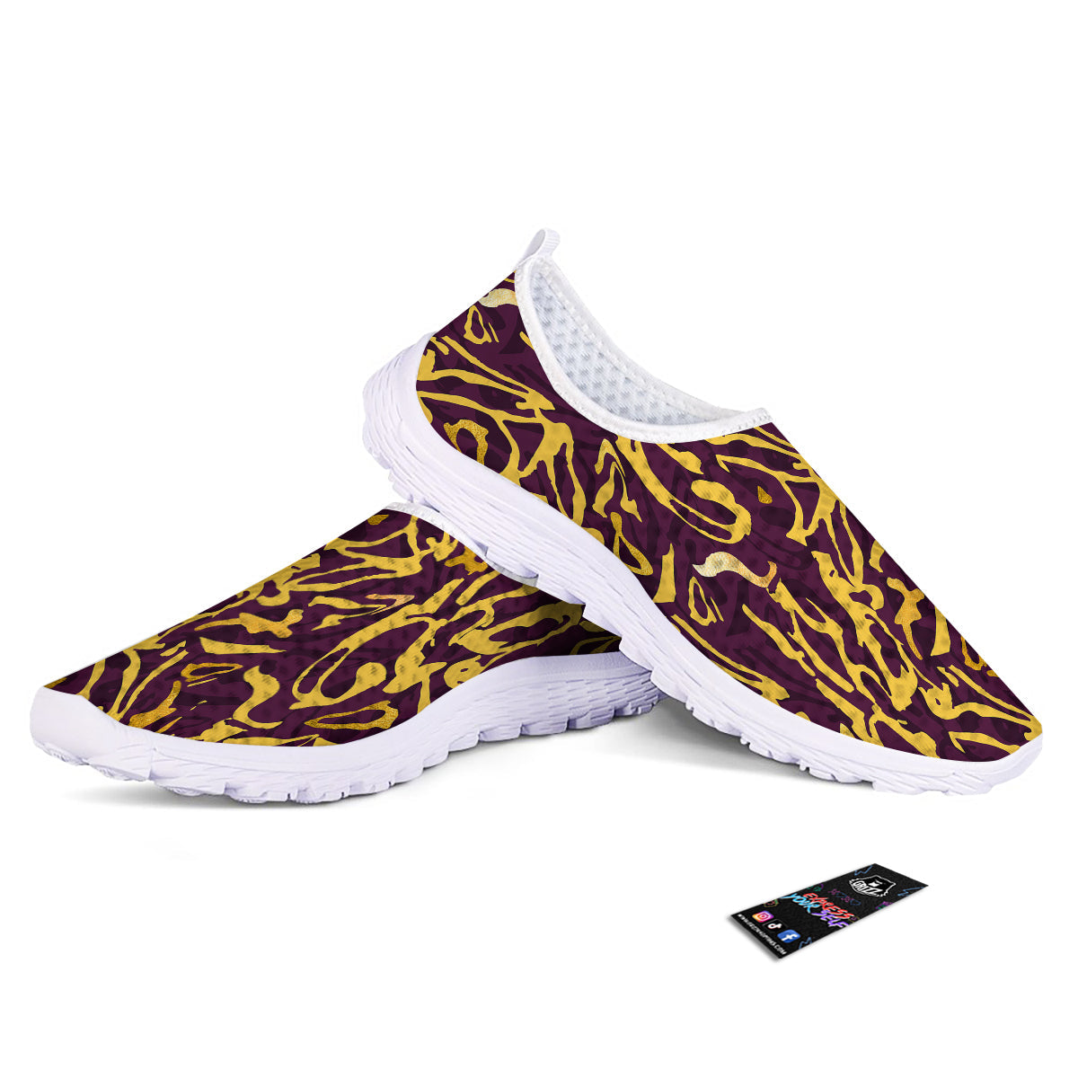 Leopard Yellow And Purple Print Pattern Nurse Shoes-grizzshop