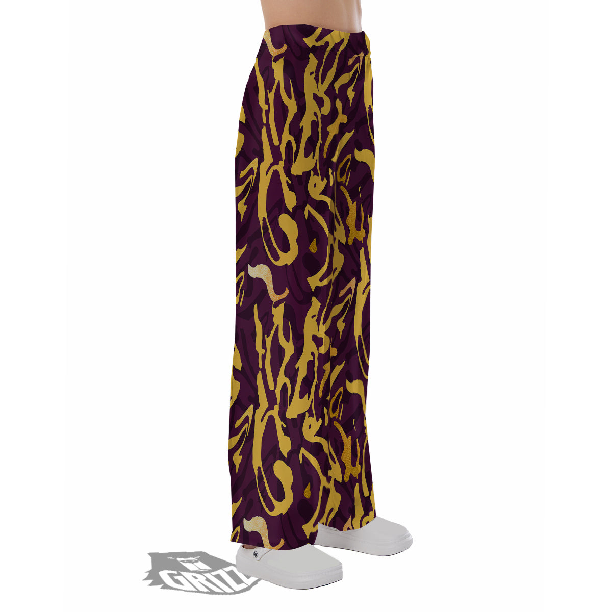 Leopard Yellow And Purple Print Pattern Pajama Pants-grizzshop