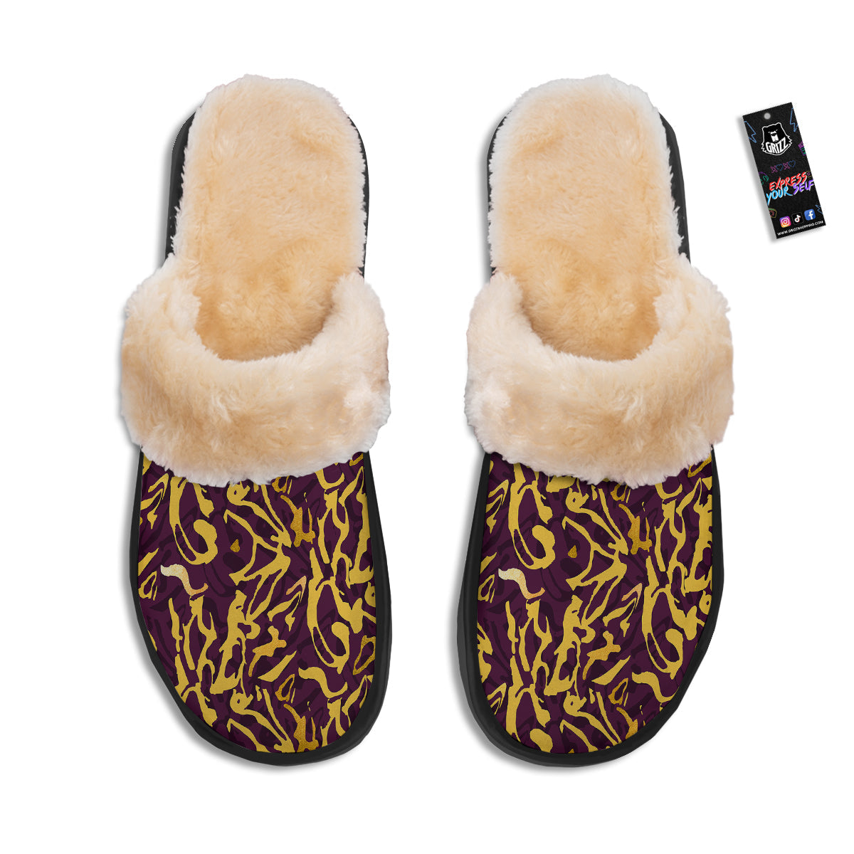 Leopard Yellow And Purple Print Pattern Slippers-grizzshop