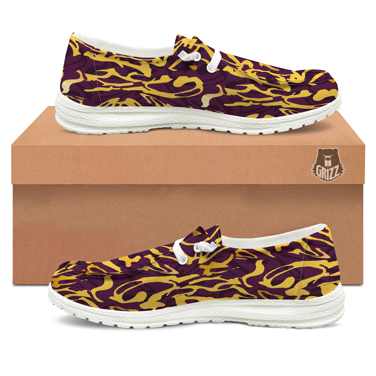 Leopard Yellow And Purple Print Pattern White Loafers-grizzshop