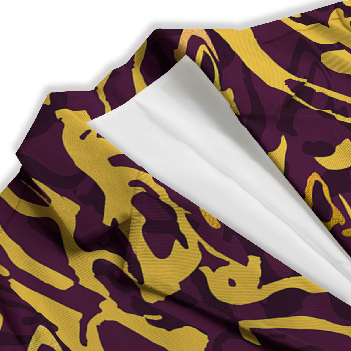 Leopard Yellow And Purple Print Pattern Women's Blazer-grizzshop