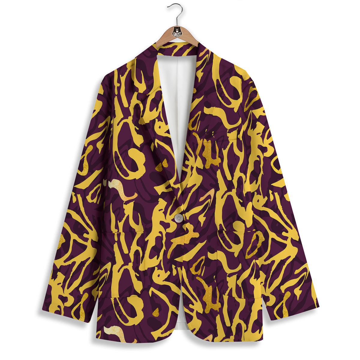 Leopard Yellow And Purple Print Pattern Women's Blazer-grizzshop