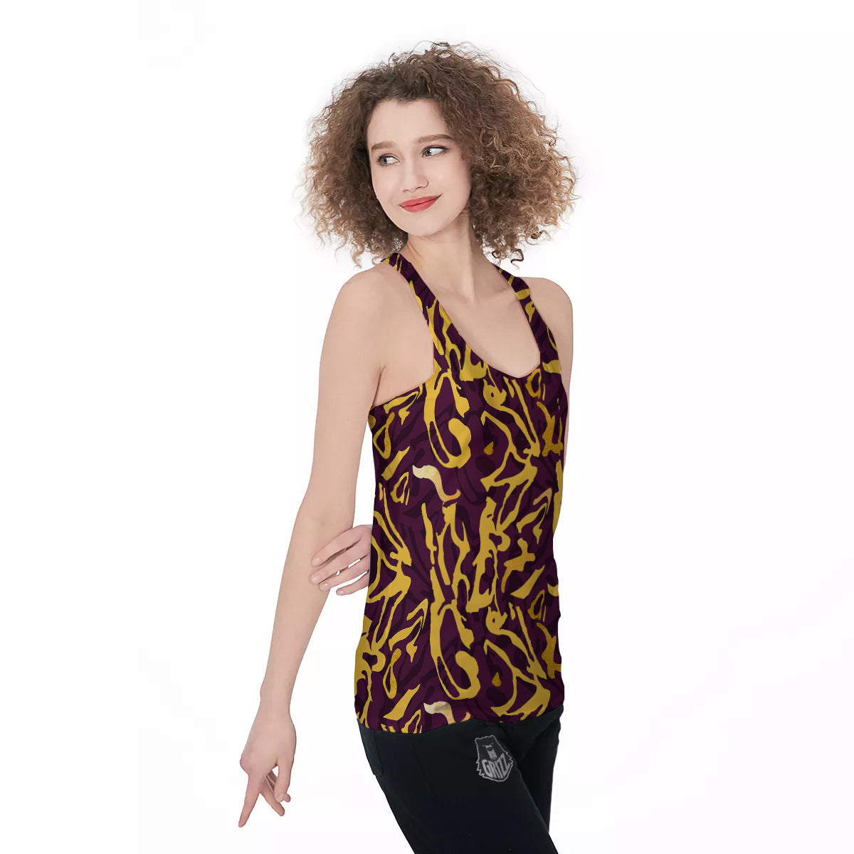Leopard Yellow And Purple Print Pattern Women's Racerback Tank Top-grizzshop