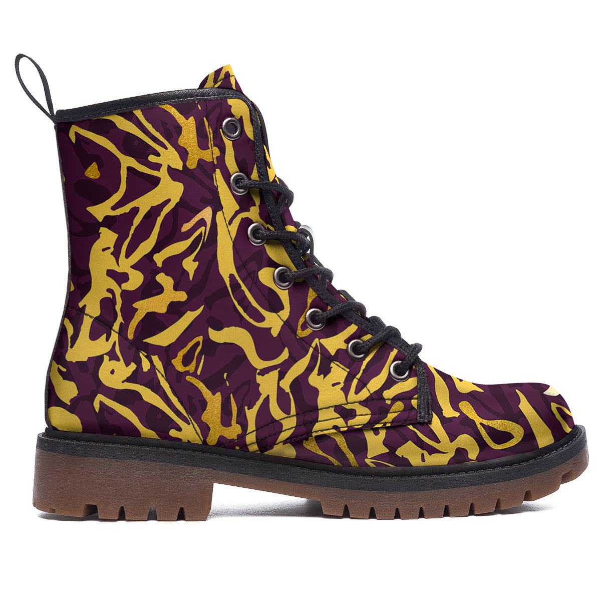Leopard Yellow And Purple Print Pattern Work Boots-grizzshop