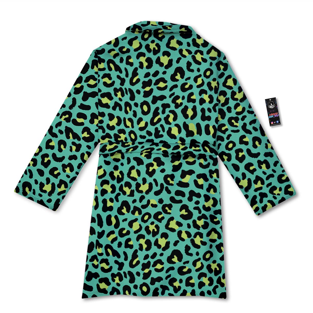 Leopard Yellow And Teal Print Pattern Bathrobe-grizzshop