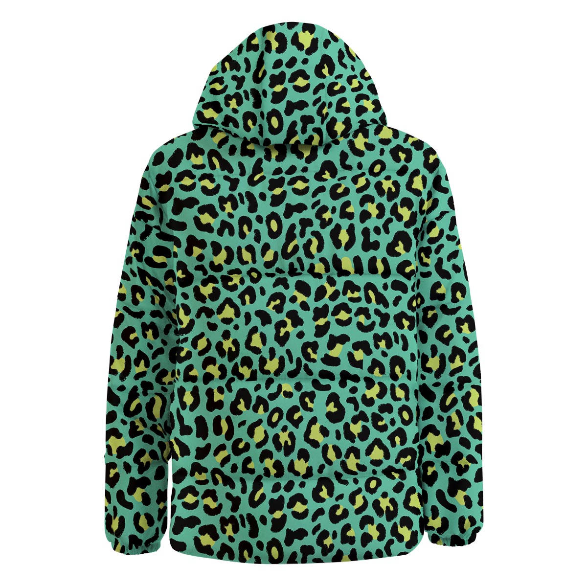 Leopard Yellow And Teal Print Pattern Down Jacket-grizzshop