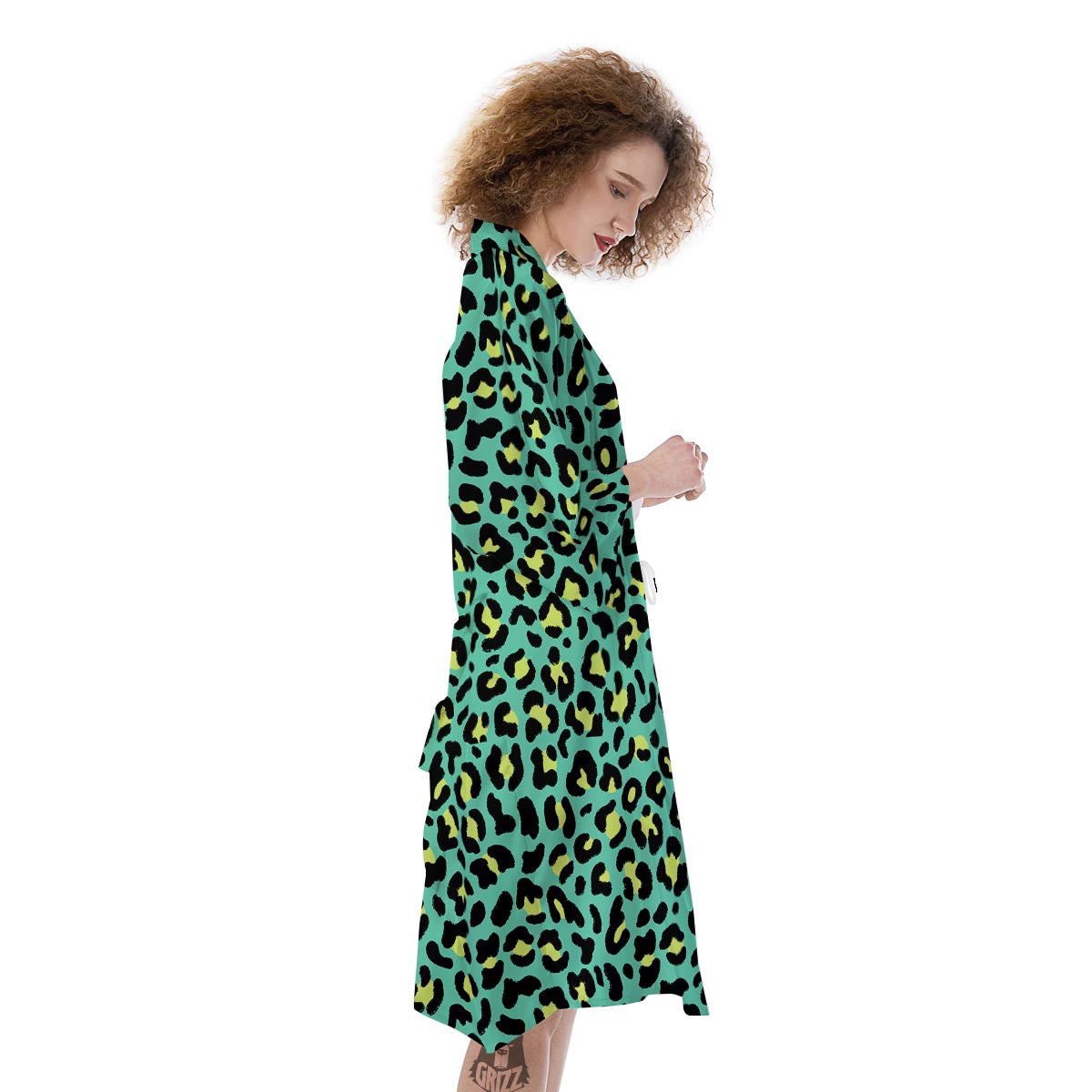Leopard Yellow And Teal Print Pattern Kimono-grizzshop
