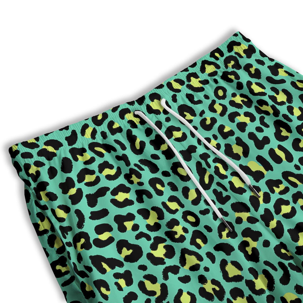 Leopard Yellow And Teal Print Pattern Men's Athletic Shorts