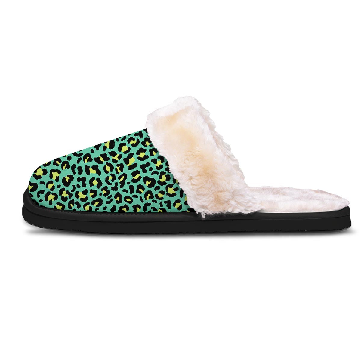 Leopard Yellow And Teal Print Pattern Slippers-grizzshop