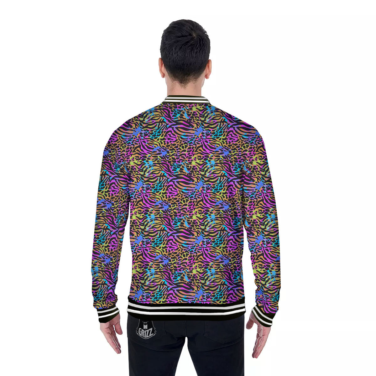 Leopard Zebra Colorful Print Pattern Baseball Jacket-grizzshop