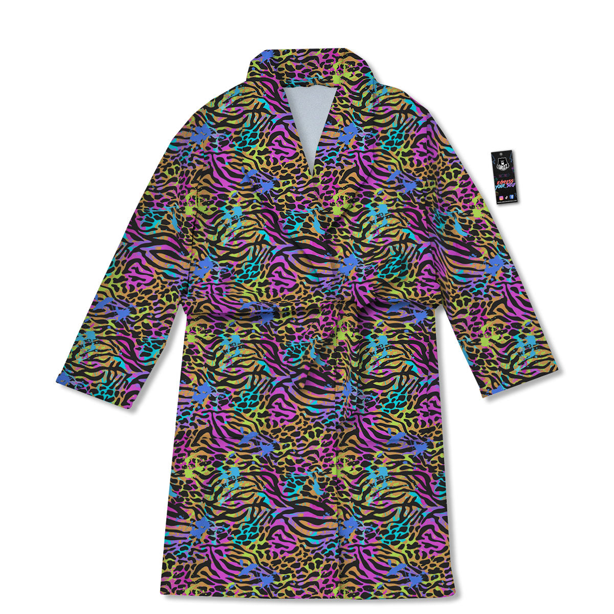 Leopard Zebra Colorful Print Pattern Bathrobe-grizzshop