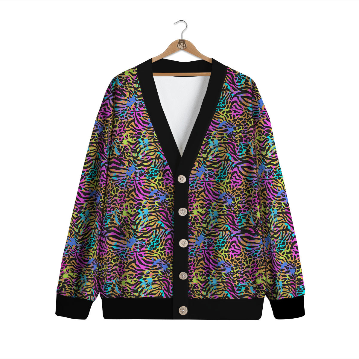 Leopard Zebra Colorful Print Pattern Cardigan-grizzshop