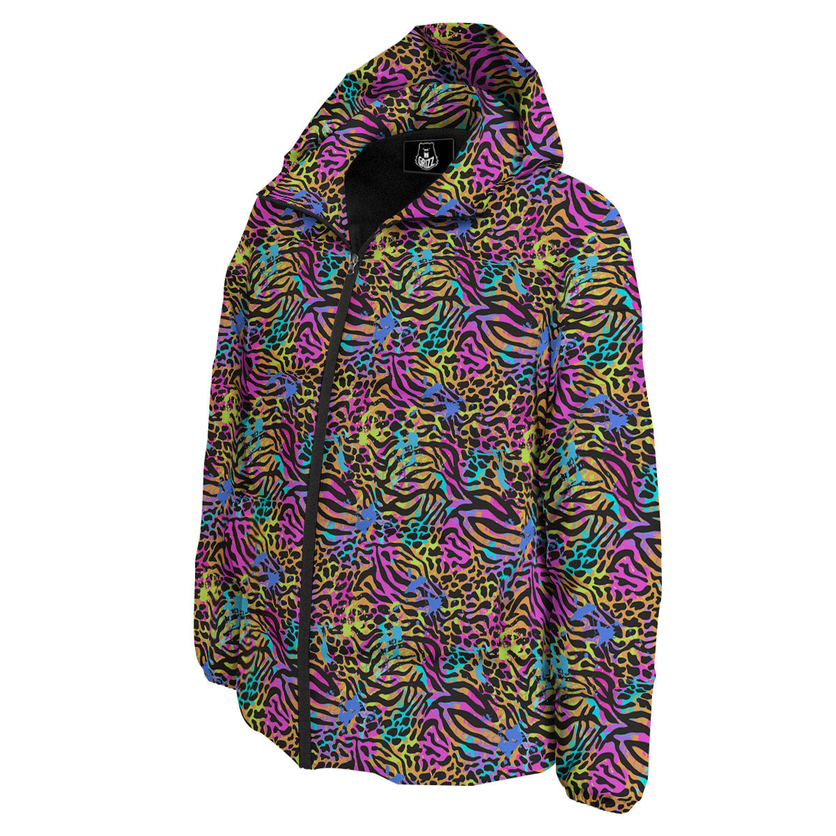Leopard Zebra Colorful Print Pattern Down Jacket-grizzshop